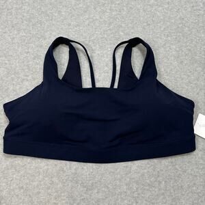 Athleta Exhale Bra D-DD+ Sports Bra WMNS 2X Navy Blue Removable Pad Strappy Back